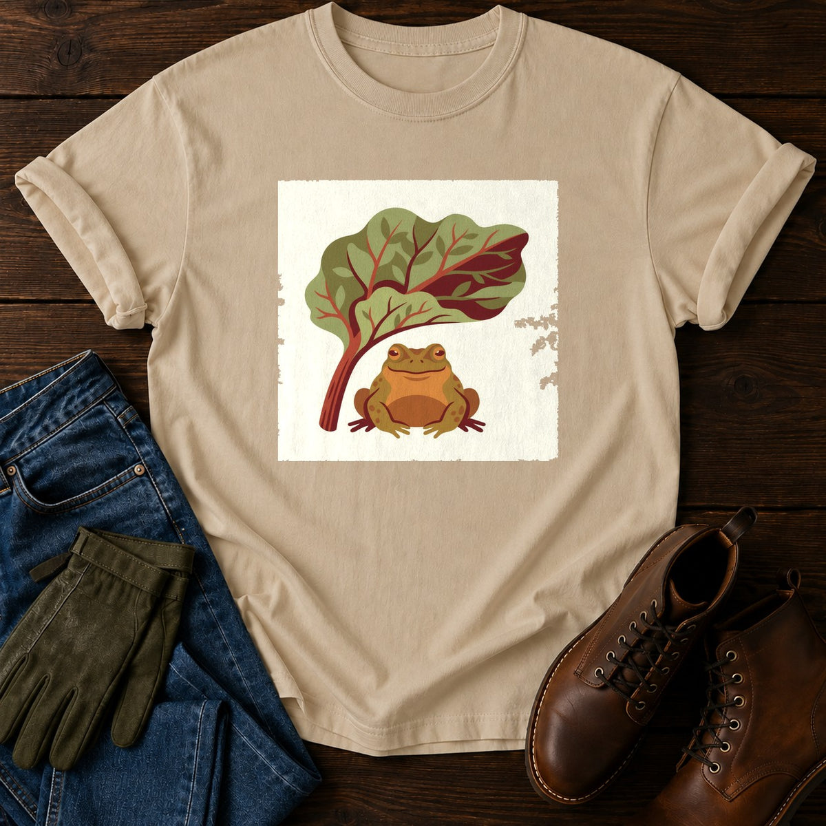 Toad Under Rhubarb T-Shirt — Sandstone