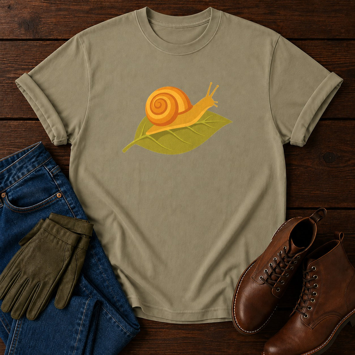 Snail Commute T-Shirt — Khaki