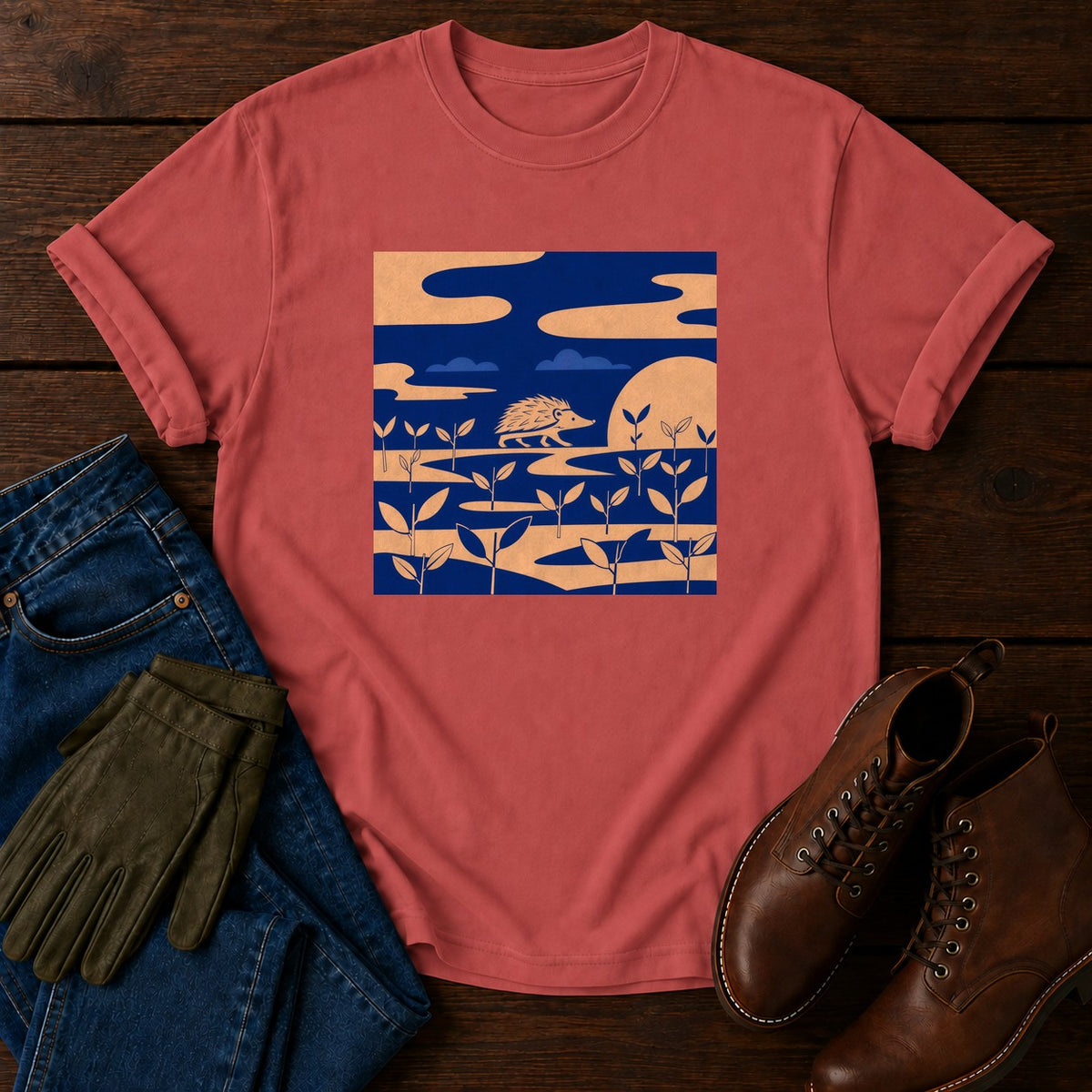 Hedgehog Rounds T-Shirt — Crimson