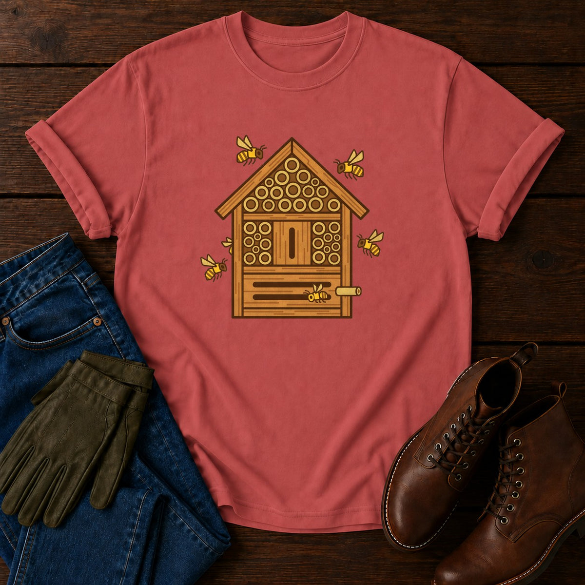 Bee Hotel T-Shirt — Crimson