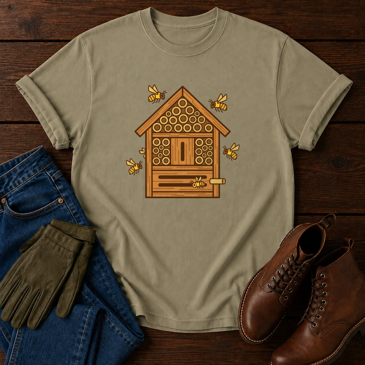 Bee Hotel T-Shirt — Khaki
