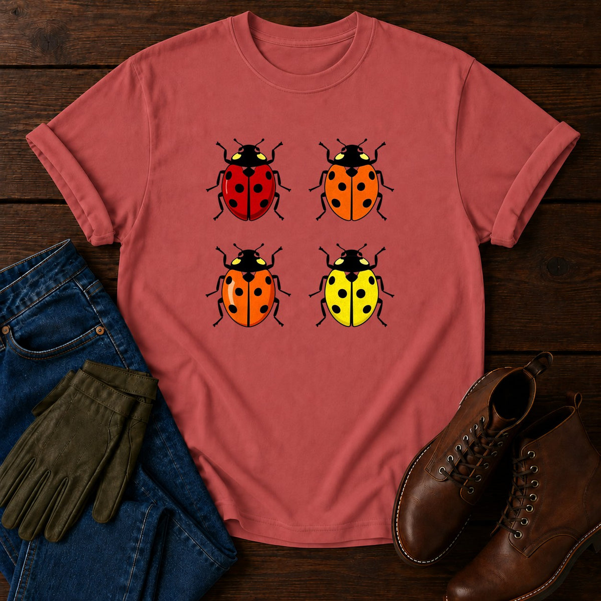Ladybird Varieties T-Shirt — Crimson