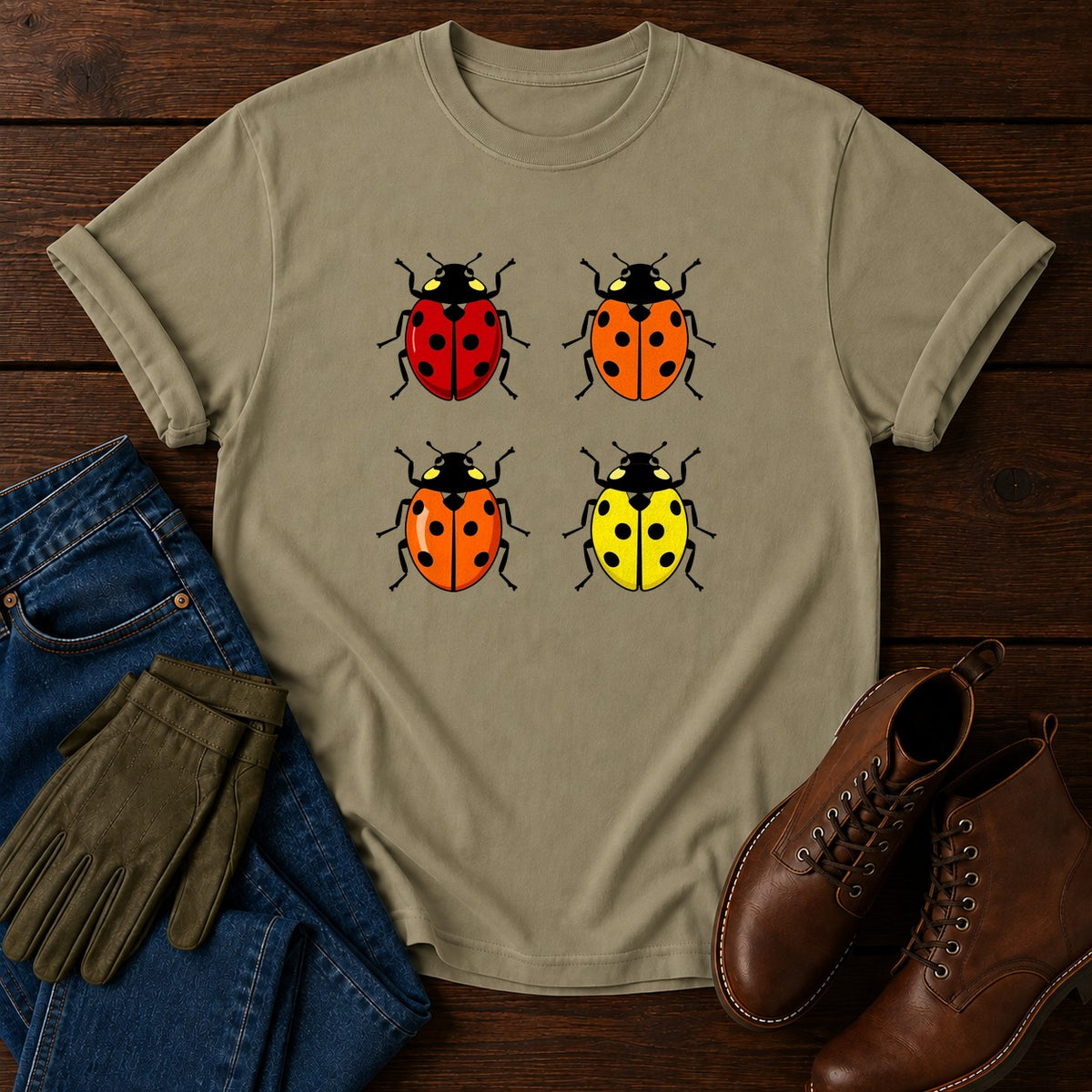 Ladybird Varieties T-Shirt — Khaki