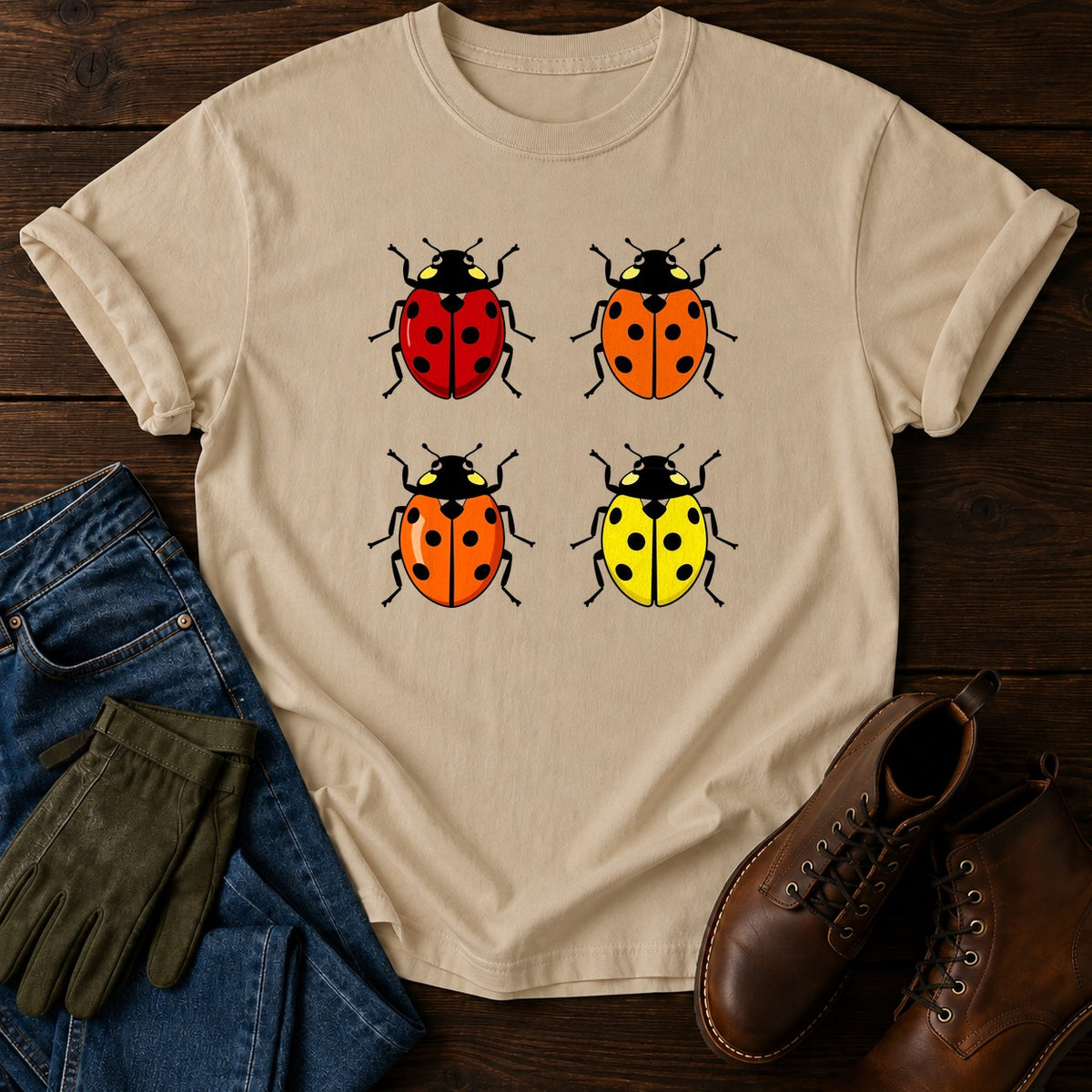 Ladybird Varieties T-Shirt — Sandstone