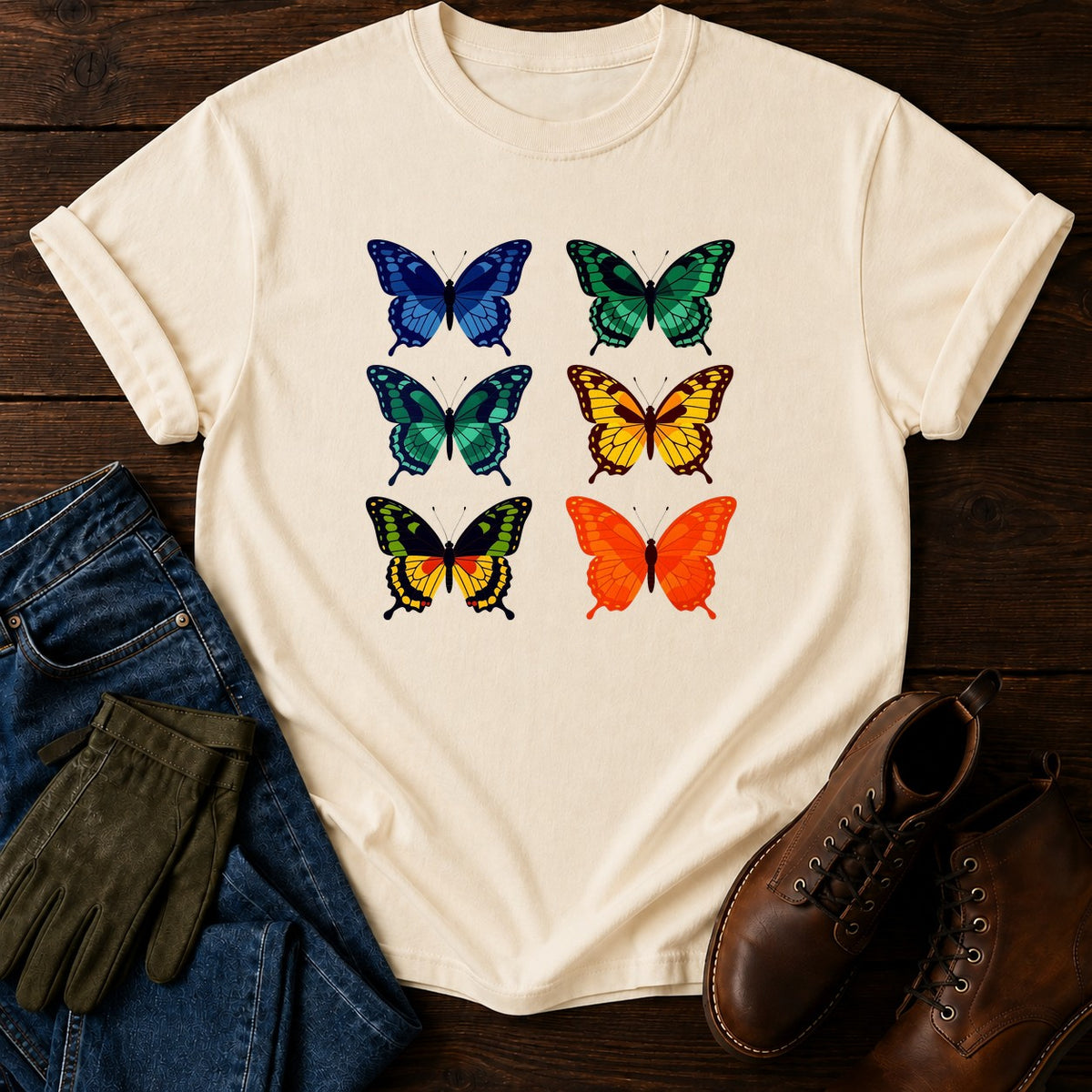 Butterfly Drawer T-Shirt — Ivory