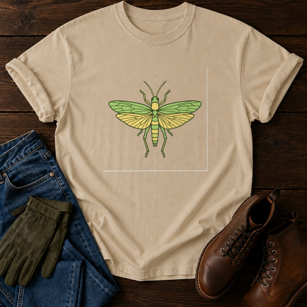 Grasshopper Study T-Shirt — Sandstone