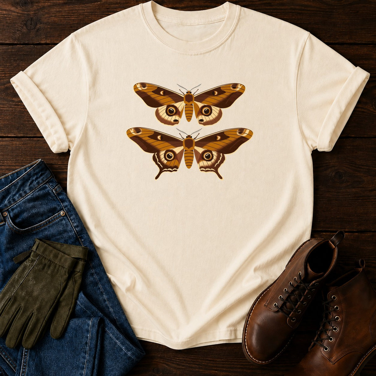 Moth Wing Patterns T-Shirt — Ivory