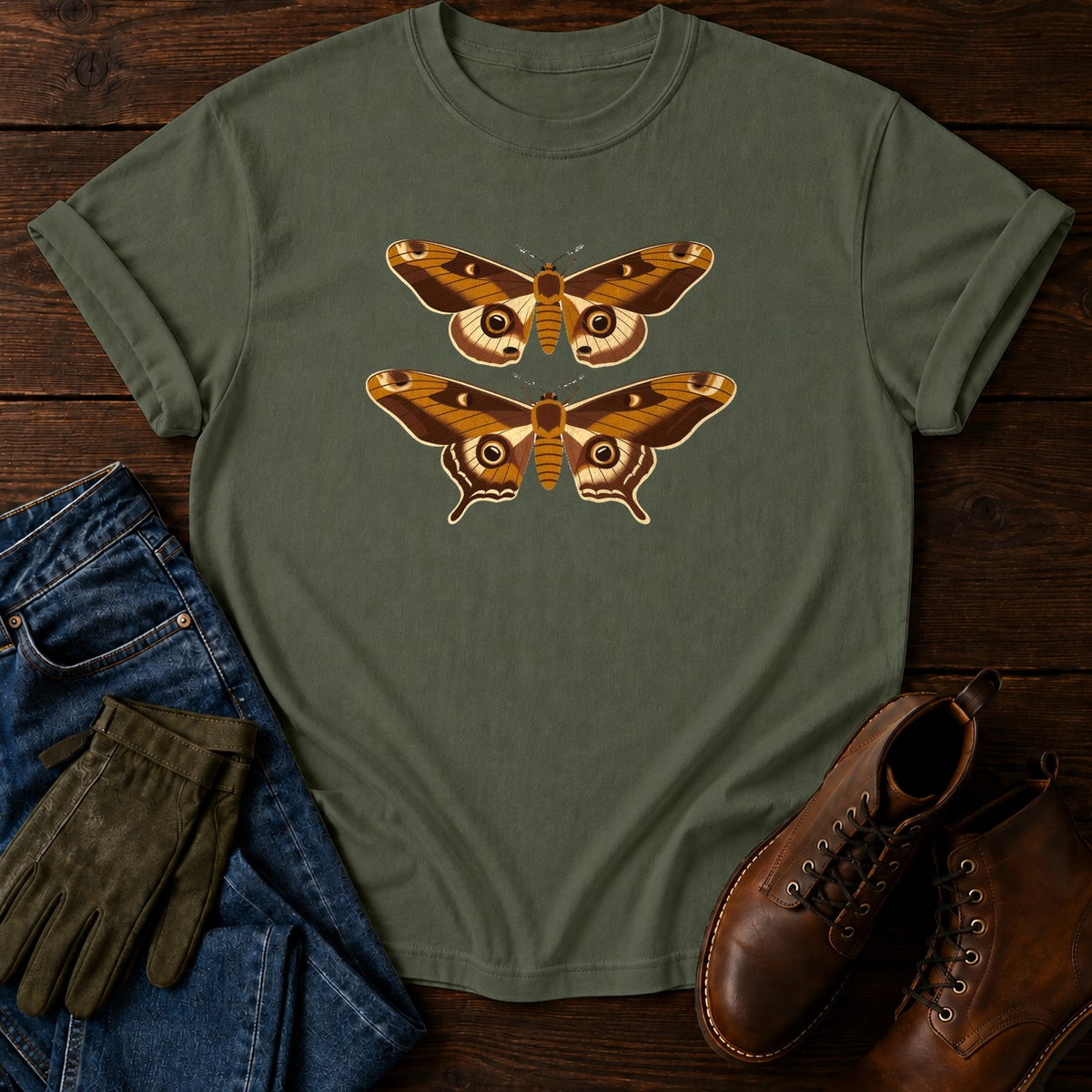 Moth Wing Patterns T-Shirt — Moss