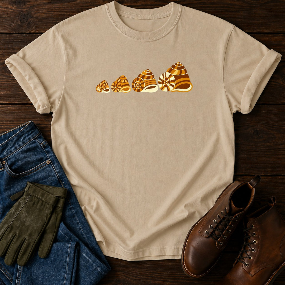 Snails And Shells T-Shirt — Sandstone