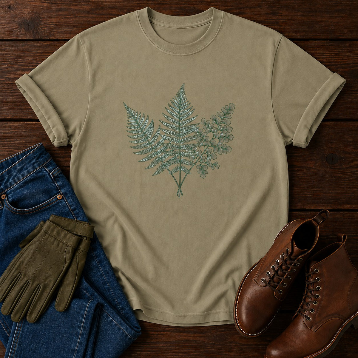 Fern Study T-Shirt — Khaki