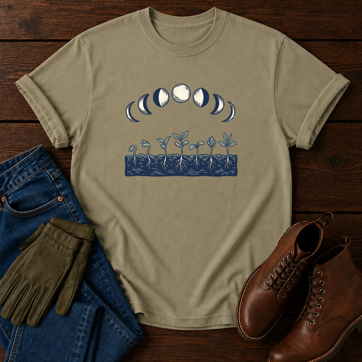 Moon Garden T-Shirt — Khaki