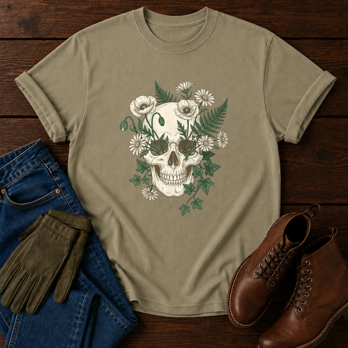 Bloom And Bone T-Shirt — Khaki