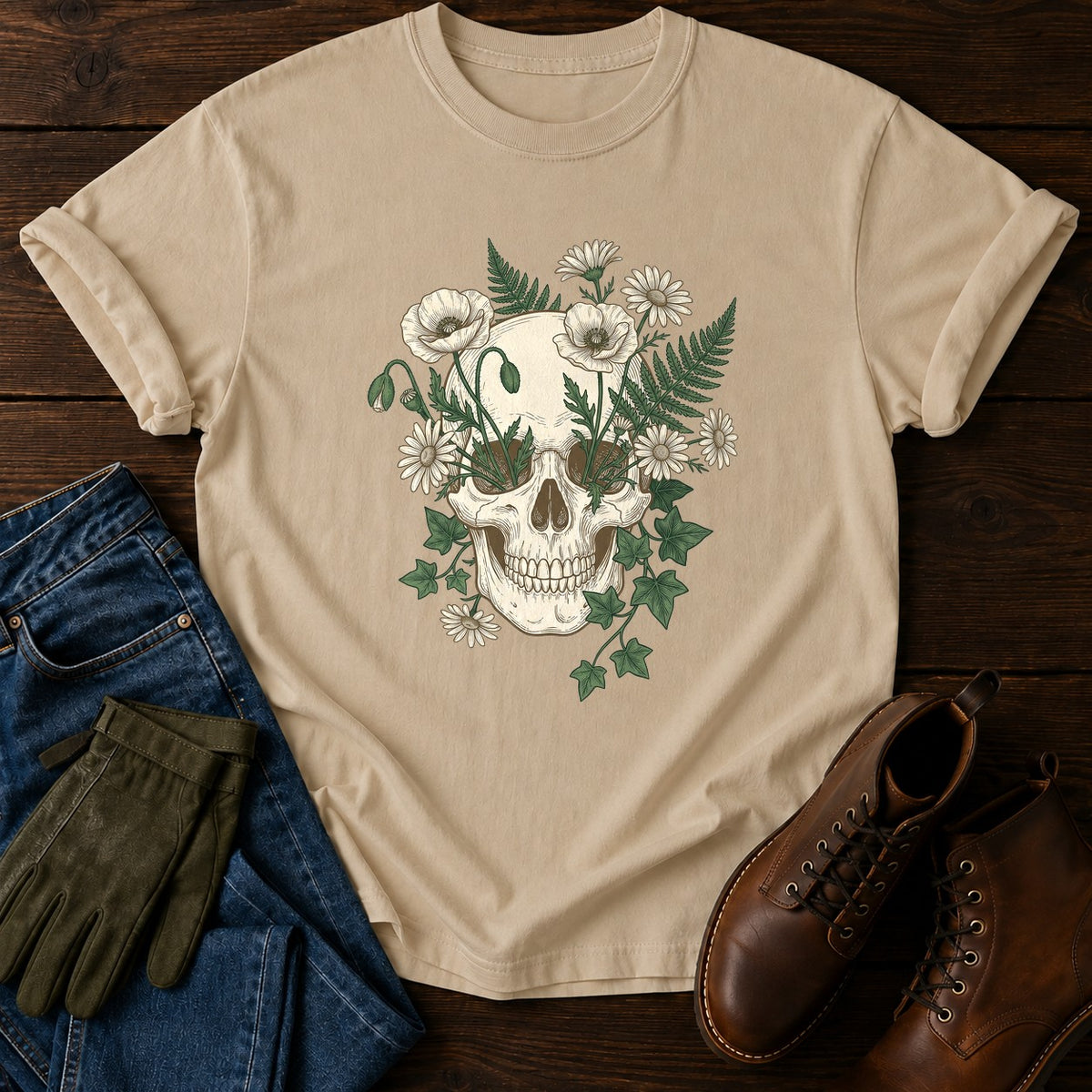 Bloom And Bone T-Shirt — Sandstone