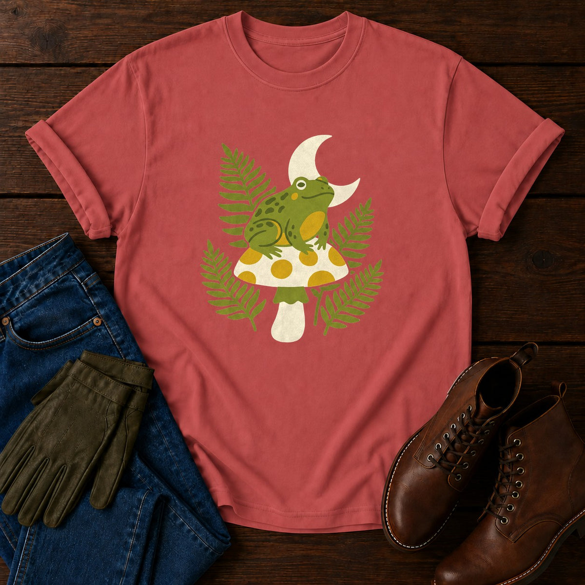 Toadstool Frog T-Shirt — Crimson