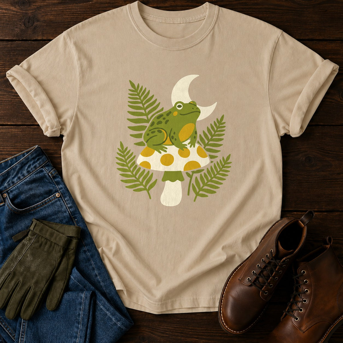 Toadstool Frog T-Shirt — Sandstone