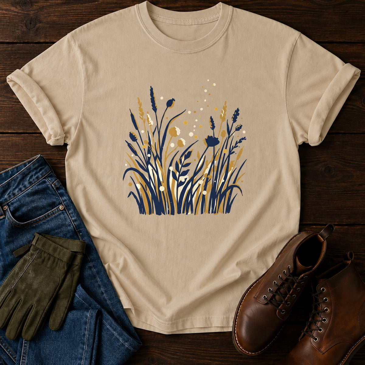 Firefly Meadow T-Shirt — Sandstone