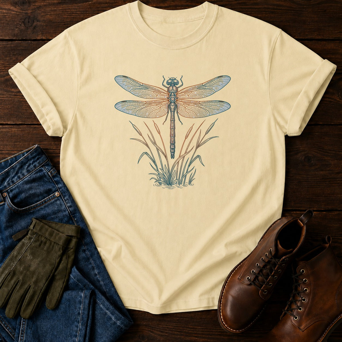 Dragonfly Reeds T-Shirt — Butter