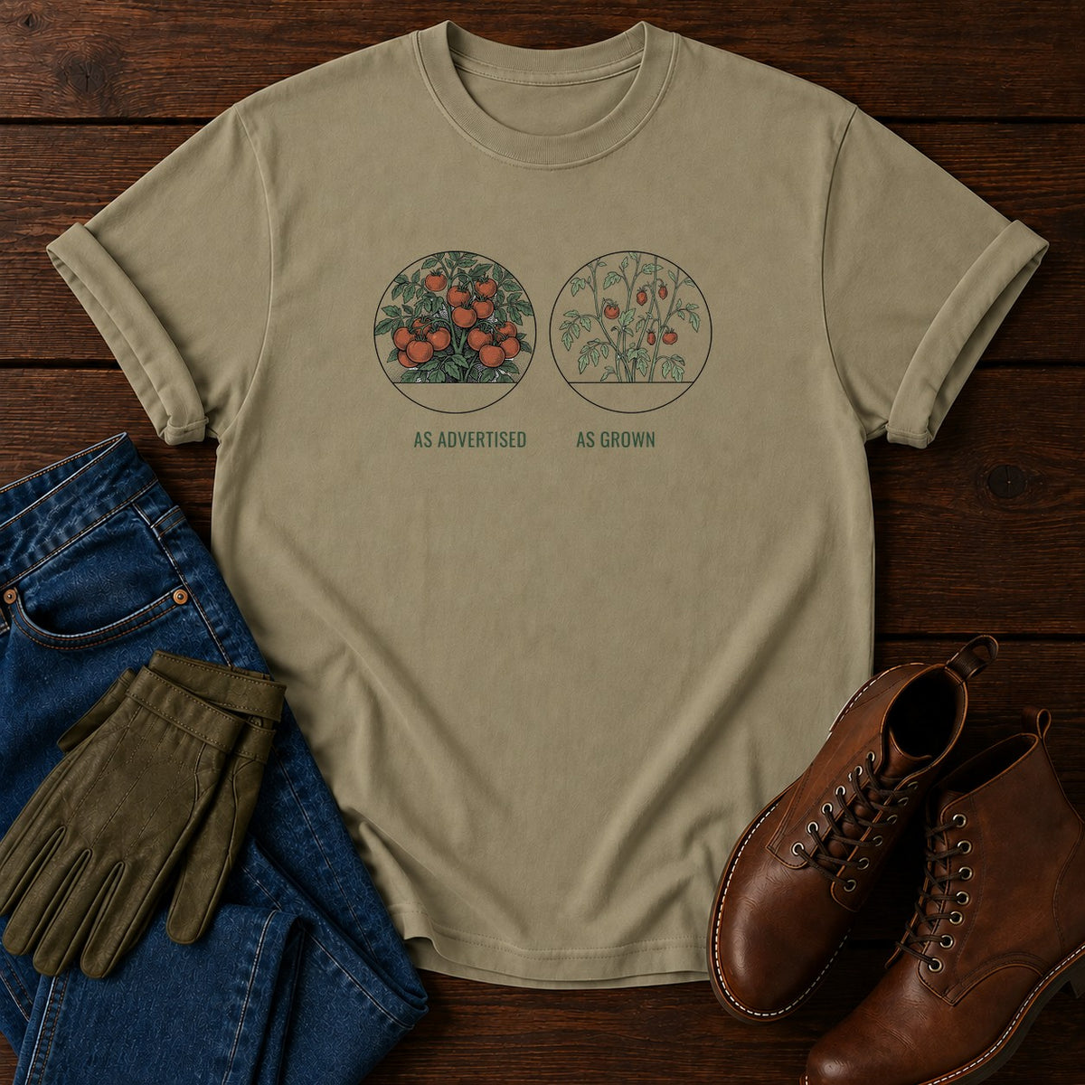 As Advertised T-Shirt — Khaki