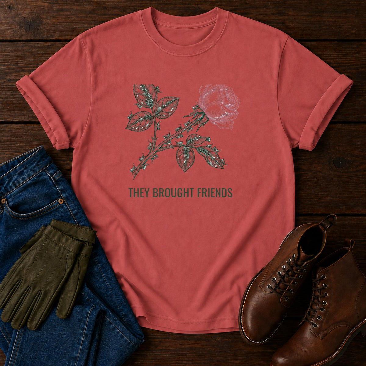 Brought Friends T-Shirt — Crimson