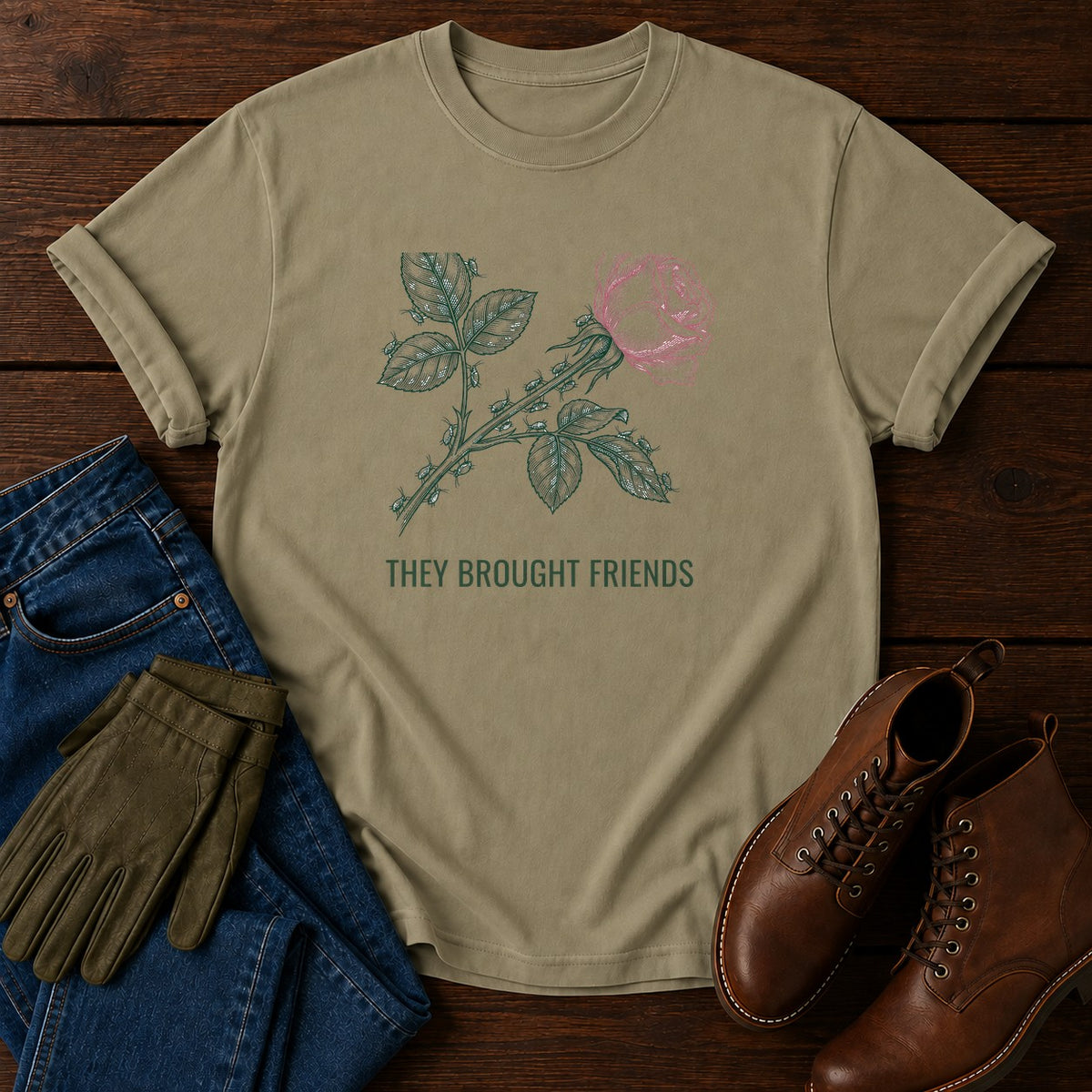 Brought Friends T-Shirt — Khaki