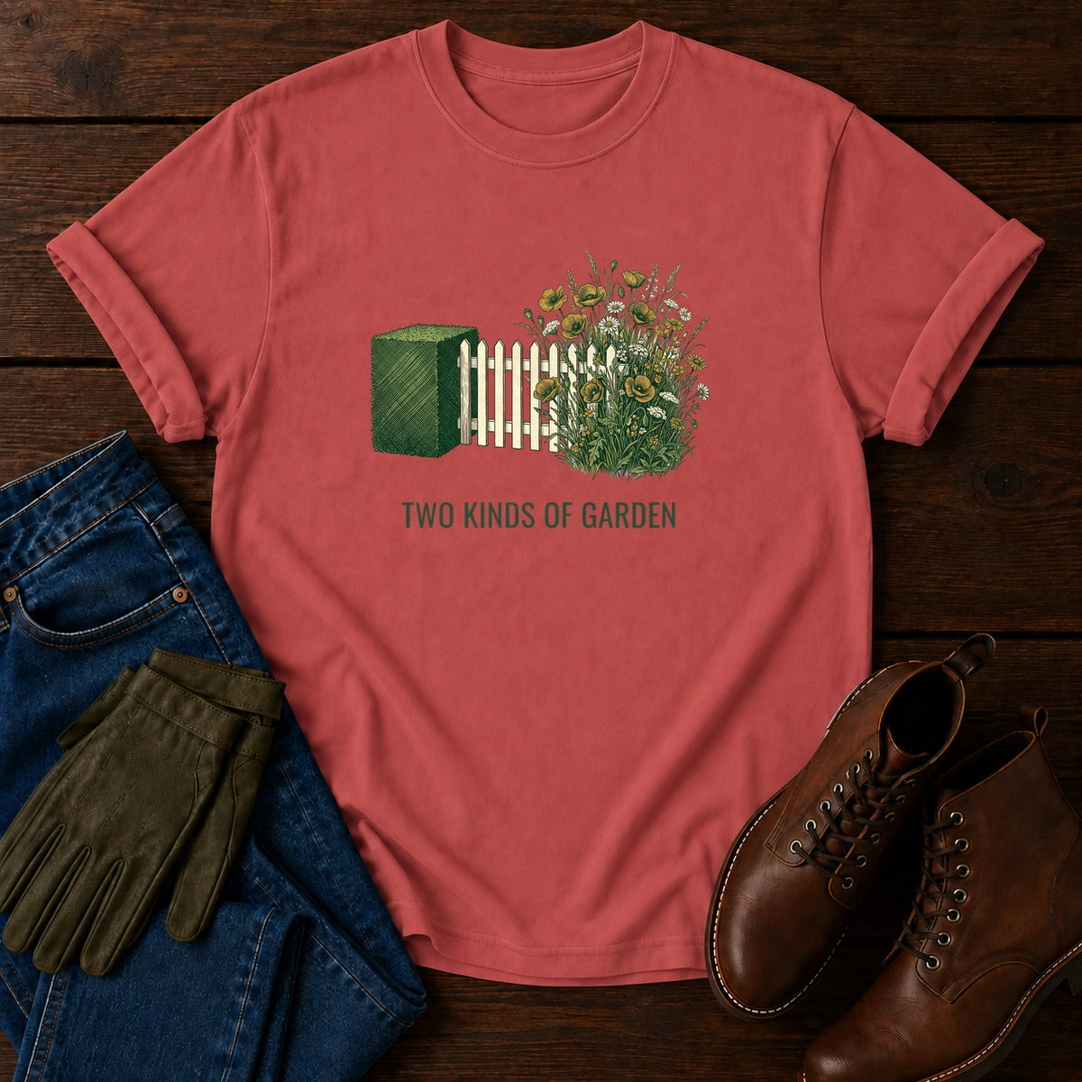 Two Gardens T-Shirt — Crimson