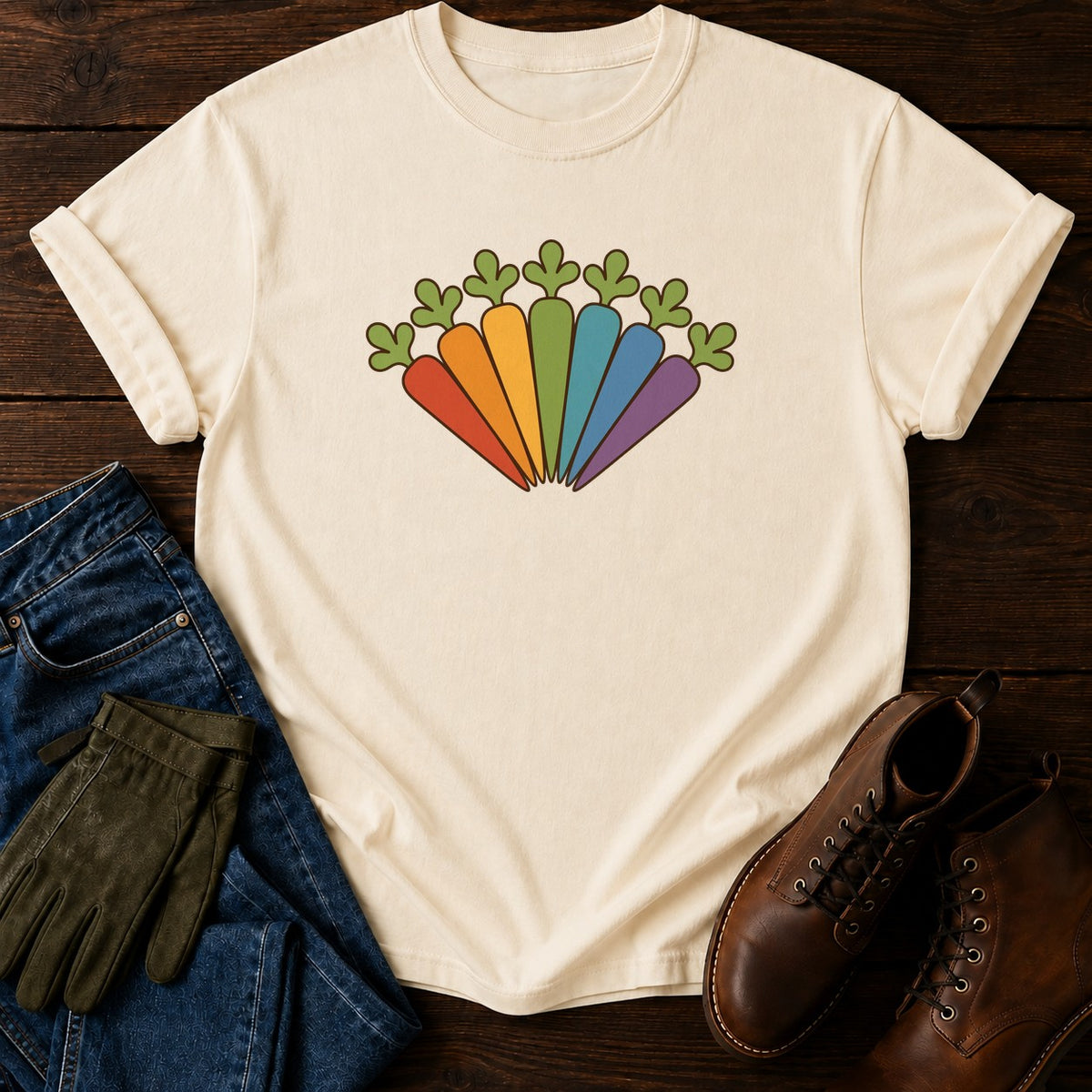 Rainbow Carrot Arc T-Shirt — Ivory