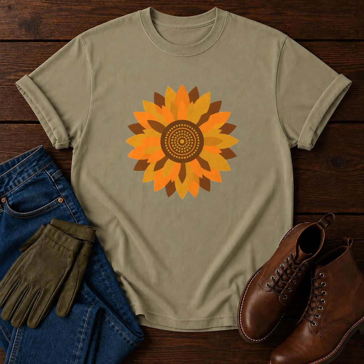 Sunflower Disco T-Shirt — Khaki