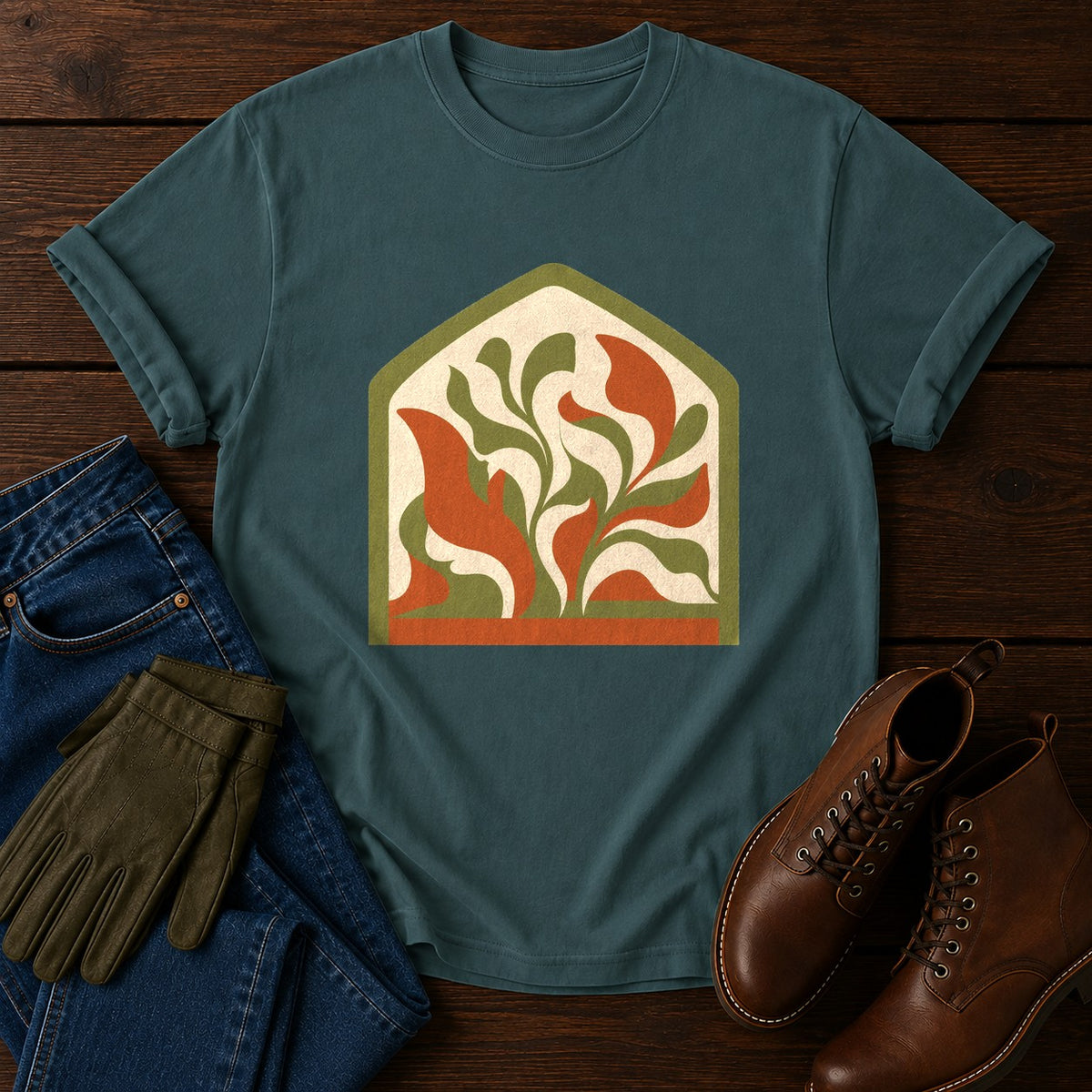 Groovy Greenhouse T-Shirt — Blue Spruce