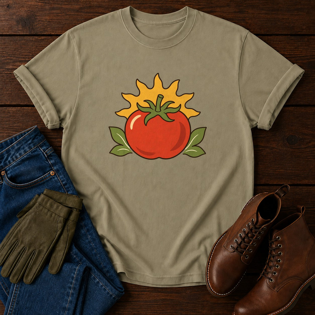 Peace Tomato T-Shirt — Khaki