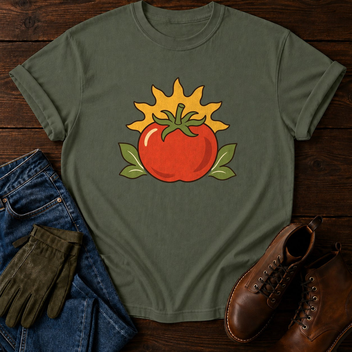 Peace Tomato T-Shirt — Moss