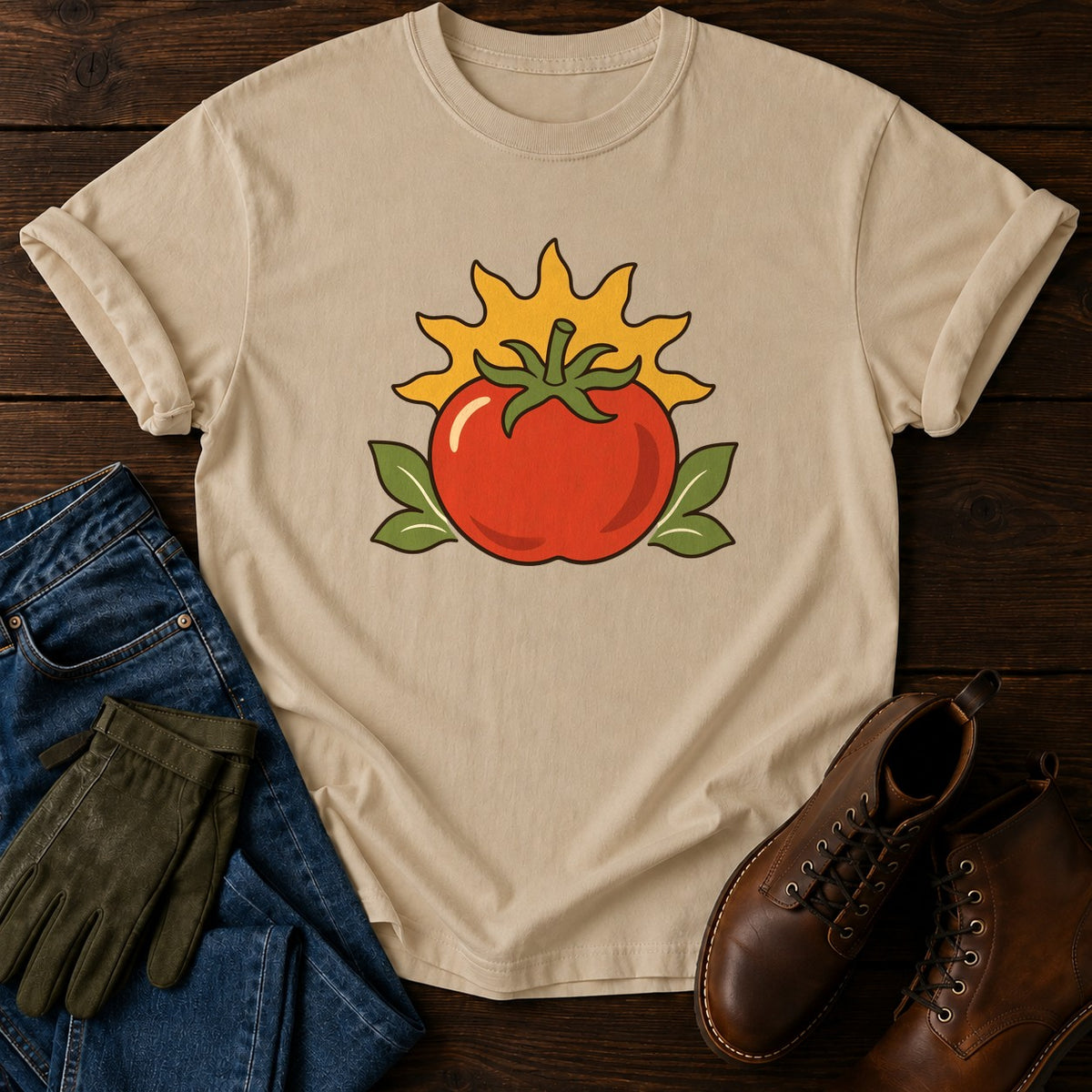 Peace Tomato T-Shirt — Sandstone