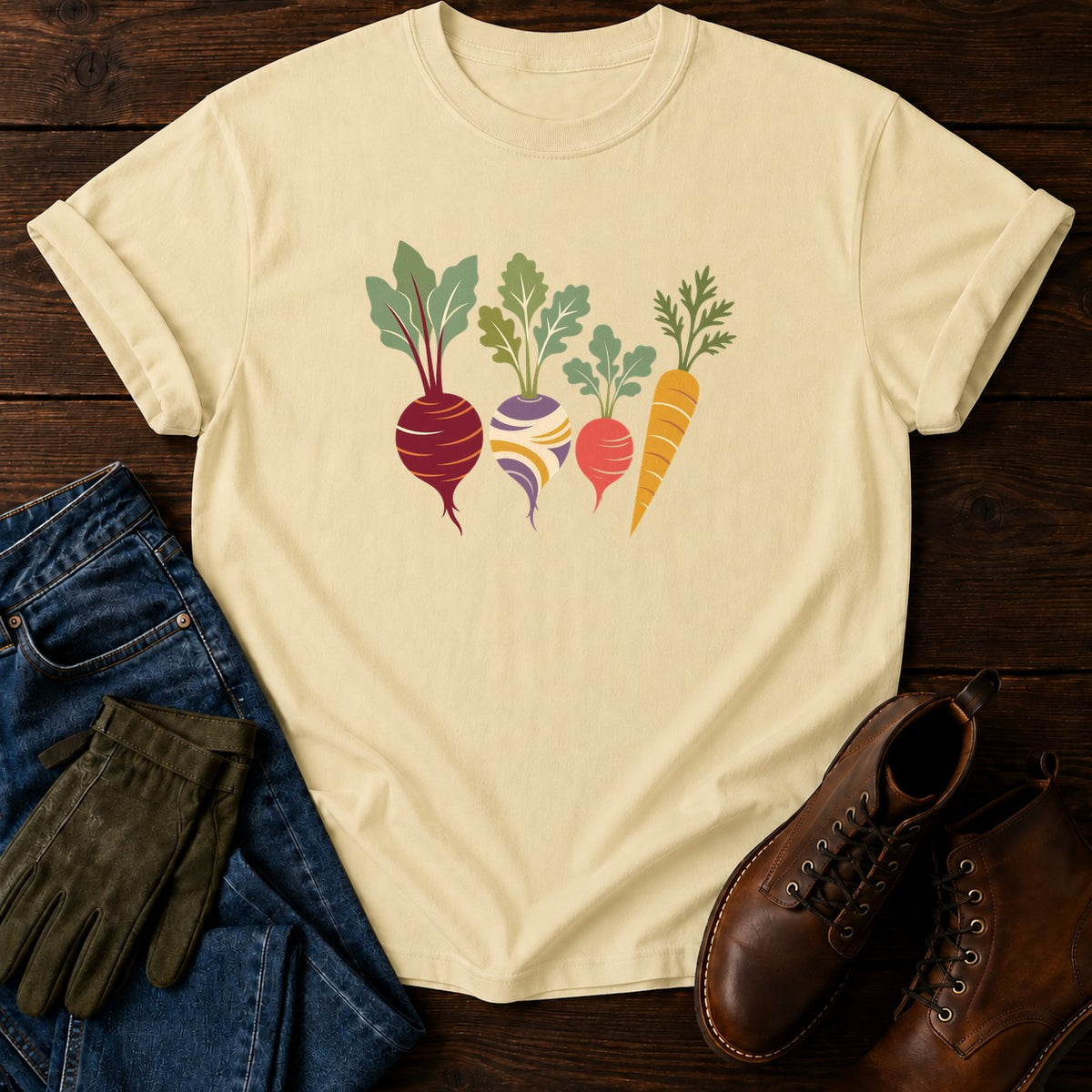 Groovy Root Veg T-Shirt — Butter