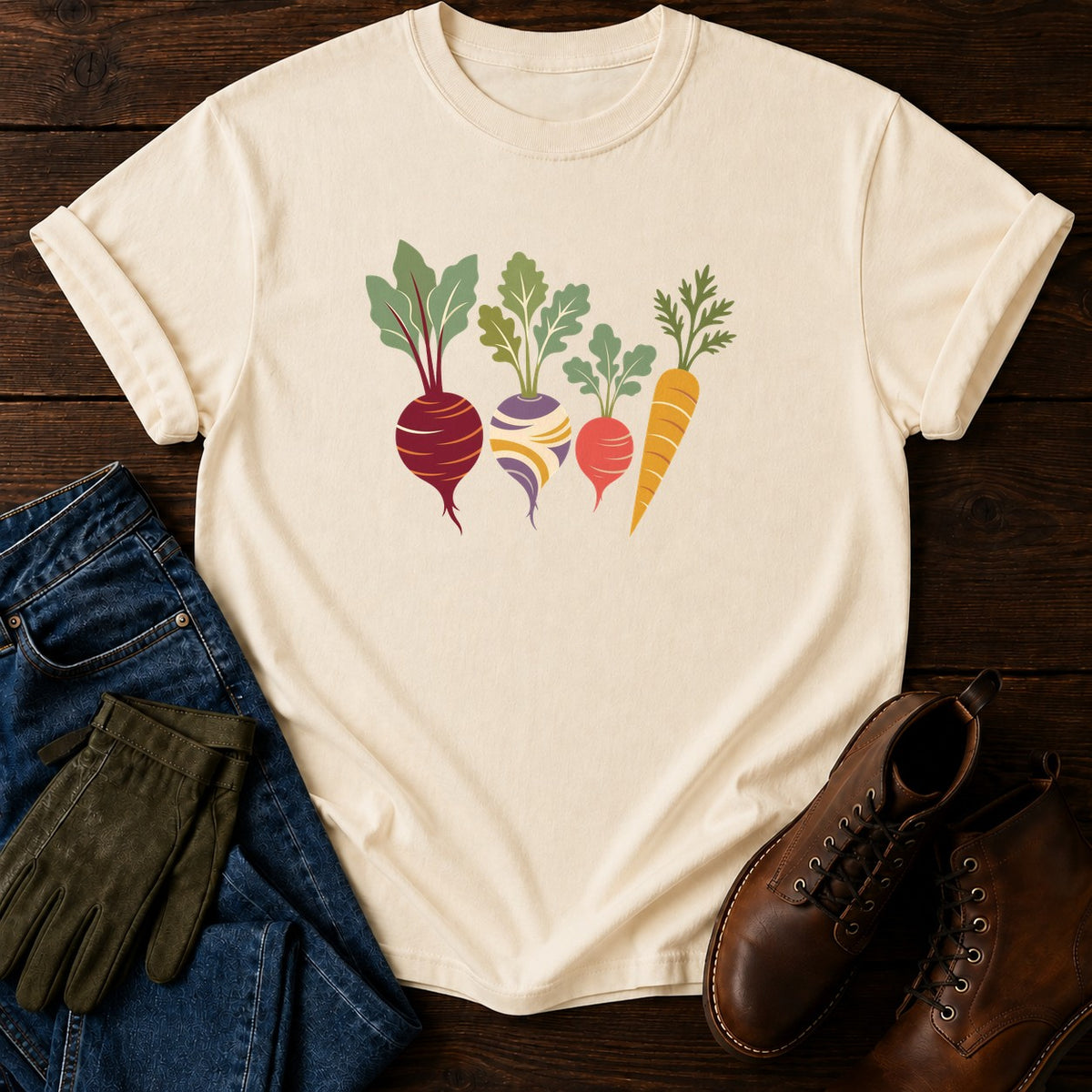 Groovy Root Veg T-Shirt — Ivory