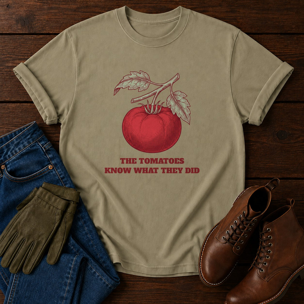 Tomatoes Know T-Shirt — Khaki