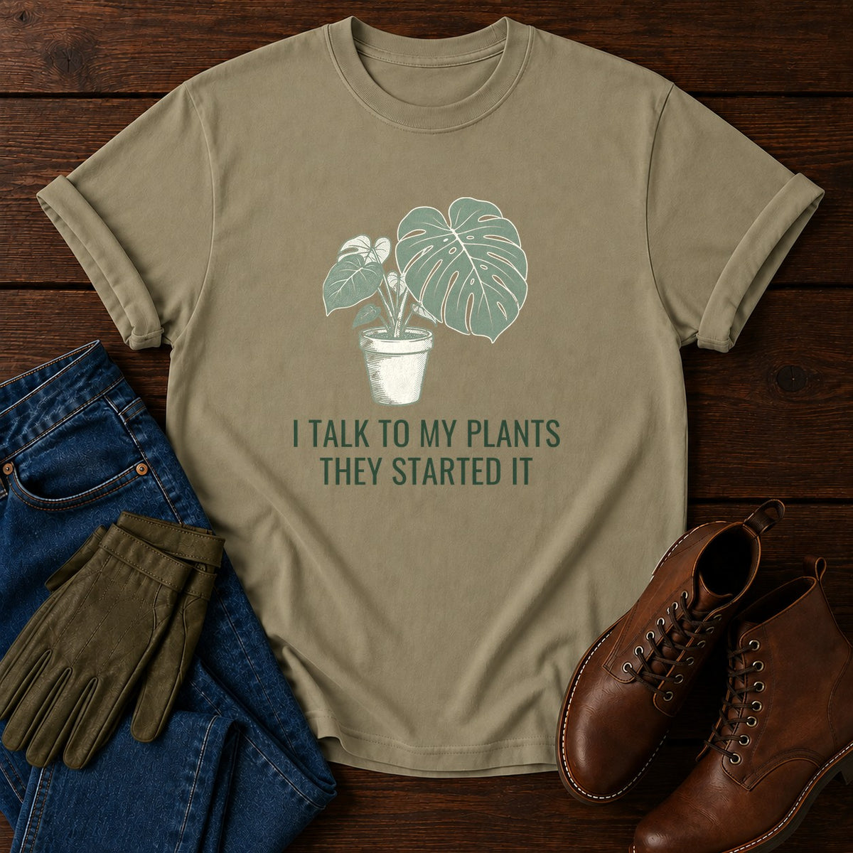 They Started It T-Shirt — Khaki