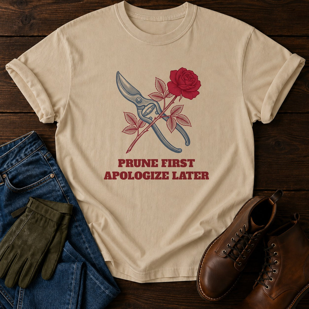 Prune First T-Shirt — Sandstone