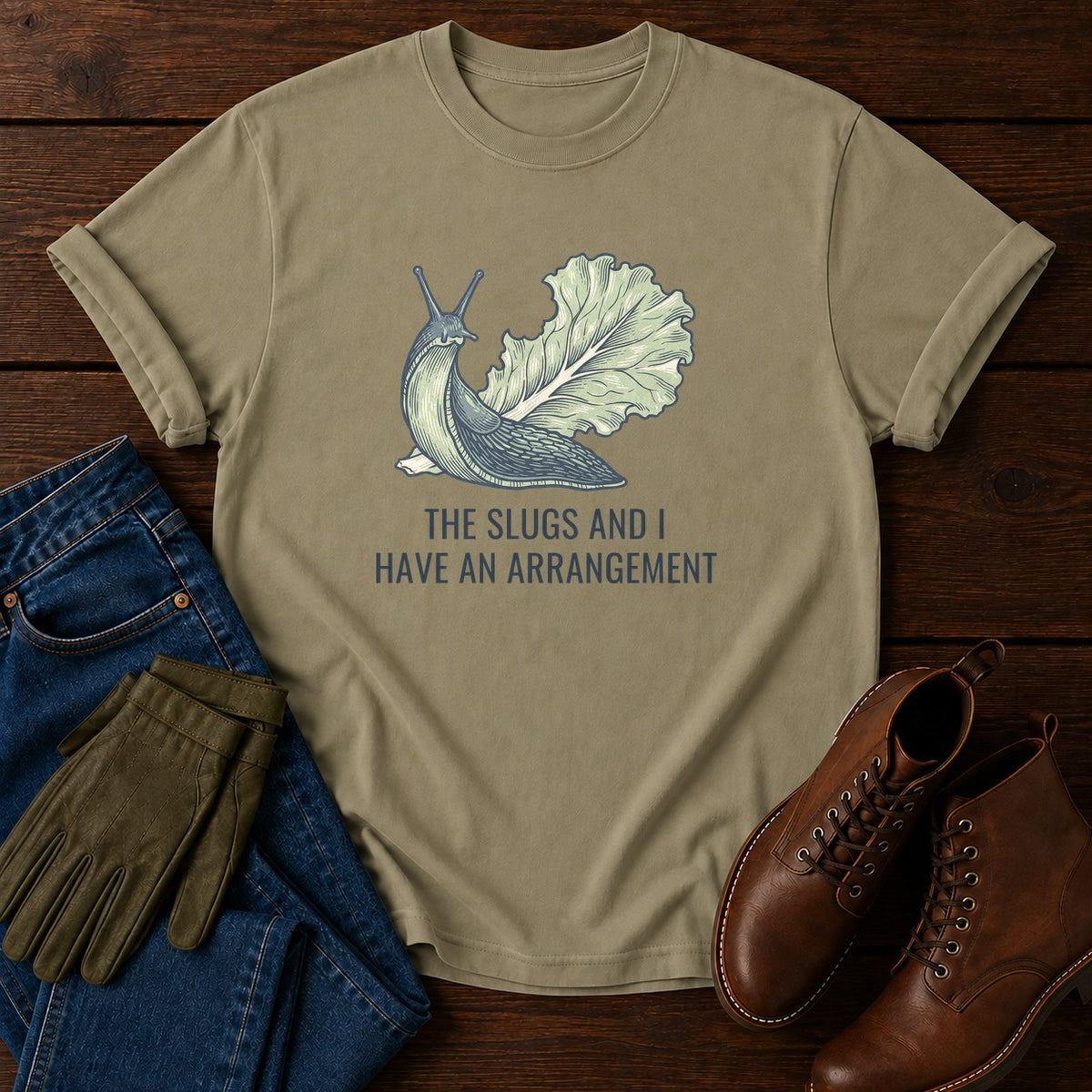 Slug Arrangement T-Shirt — Khaki