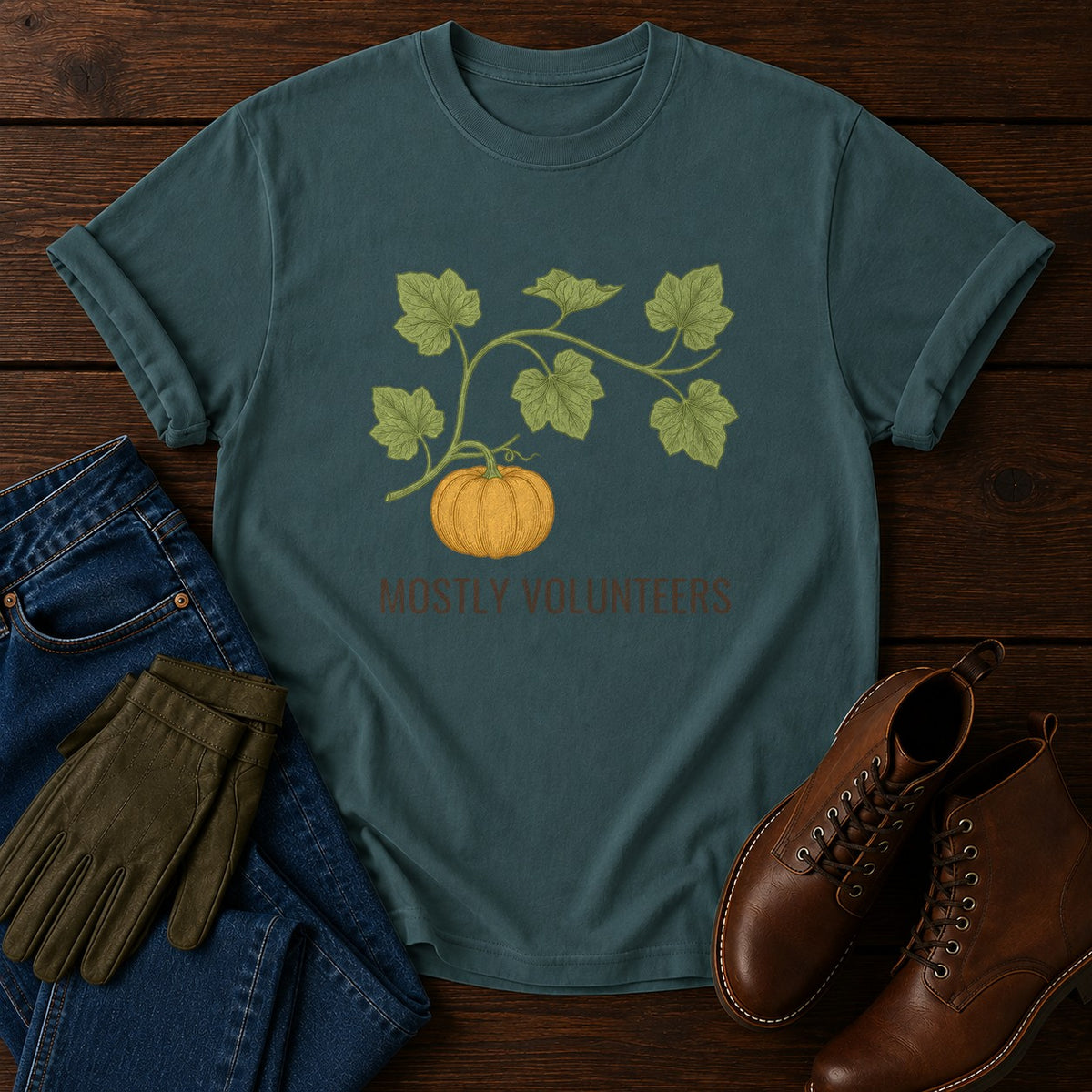 Mostly Volunteers T-Shirt — Blue Spruce
