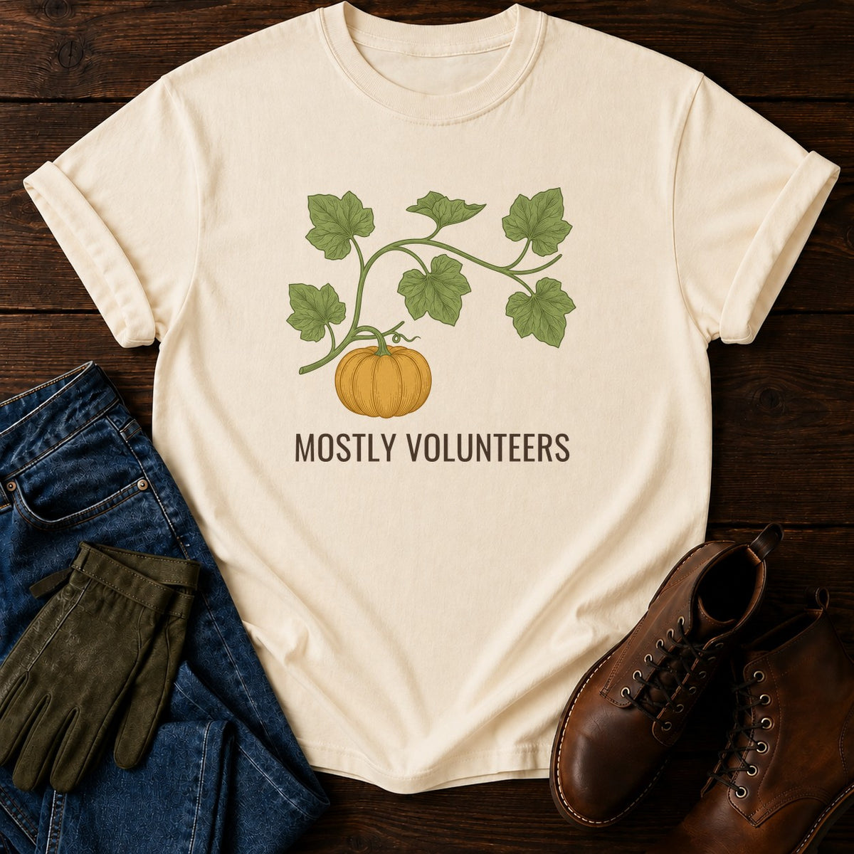 Mostly Volunteers T-Shirt — Ivory