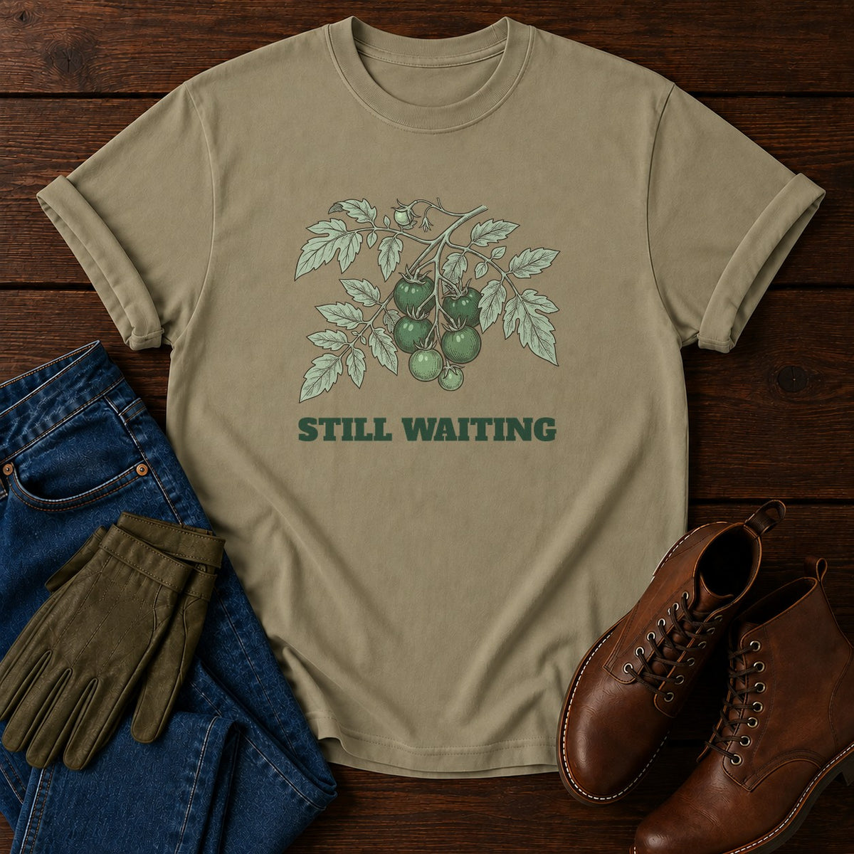 Still Waiting T-Shirt — Khaki