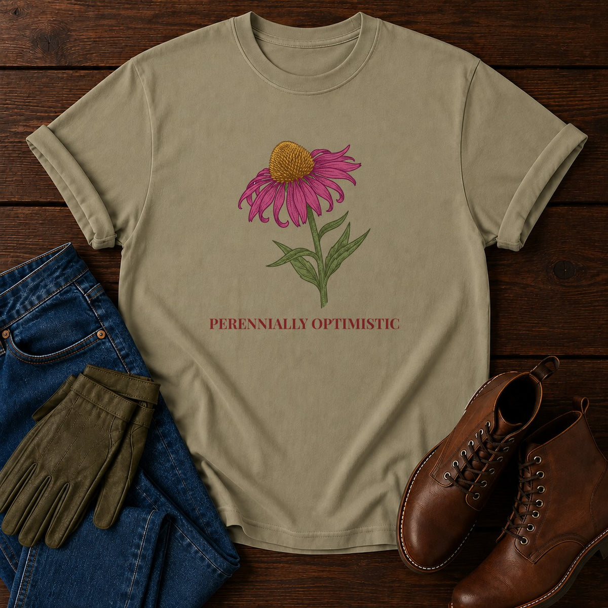 Perennially Optimistic T-Shirt — Khaki