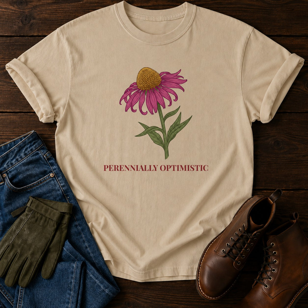 Perennially Optimistic T-Shirt — Sandstone