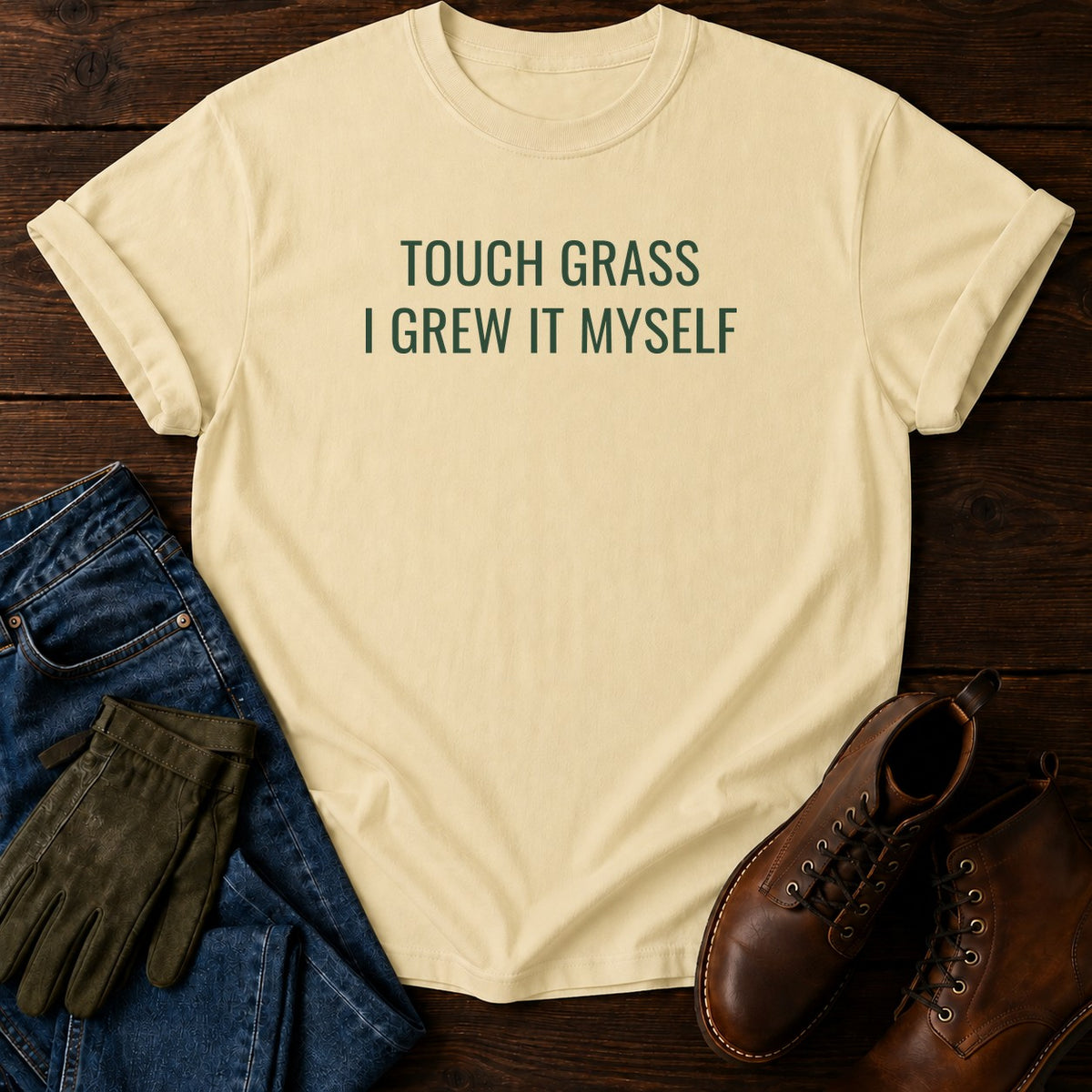 Touch Grass T-Shirt — Butter