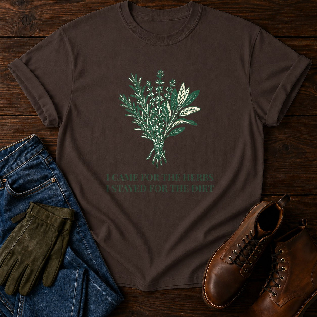 Herbs And Dirt T-Shirt — Espresso