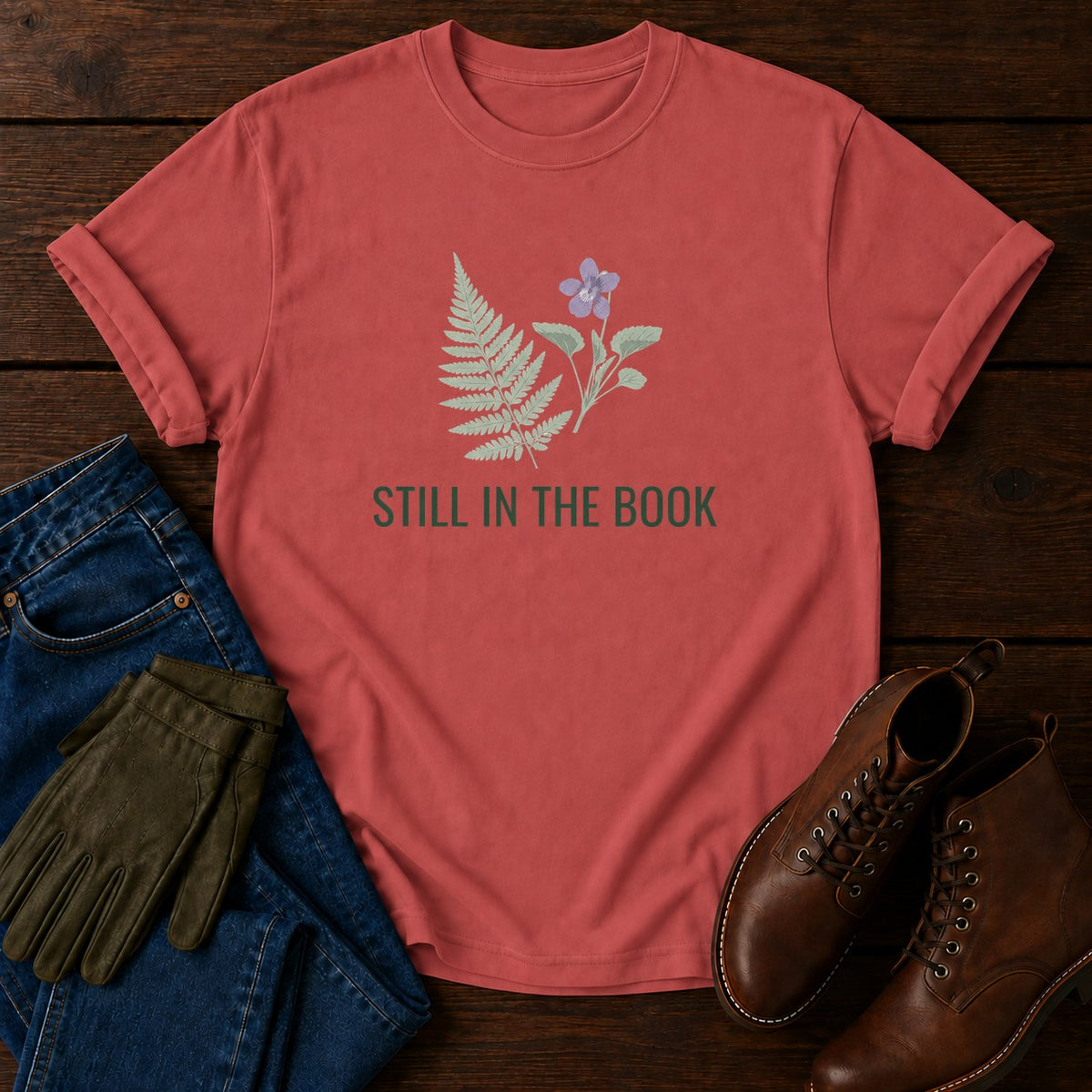 Still In The Book T-Shirt — Crimson