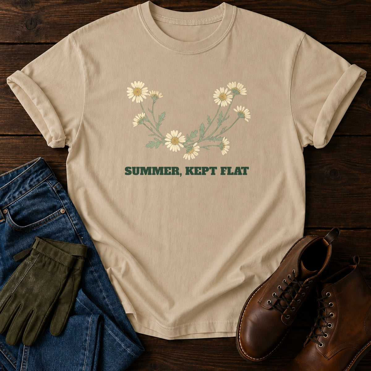 Summer Kept Flat T-Shirt — Sandstone