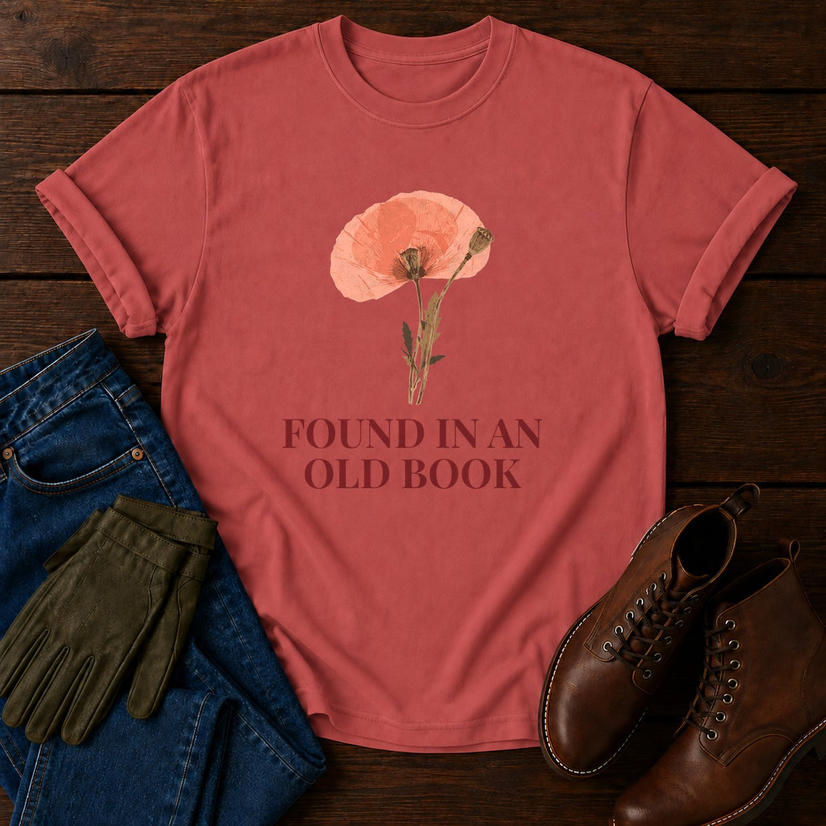 An Old Book T-Shirt — Crimson