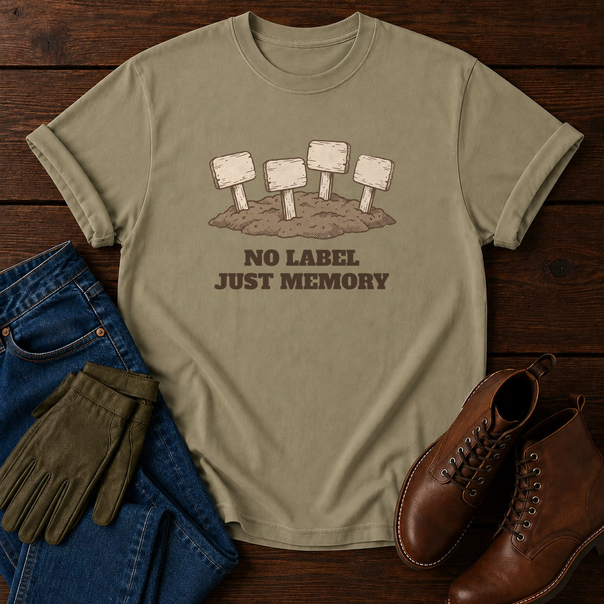 No Label T-Shirt — Khaki