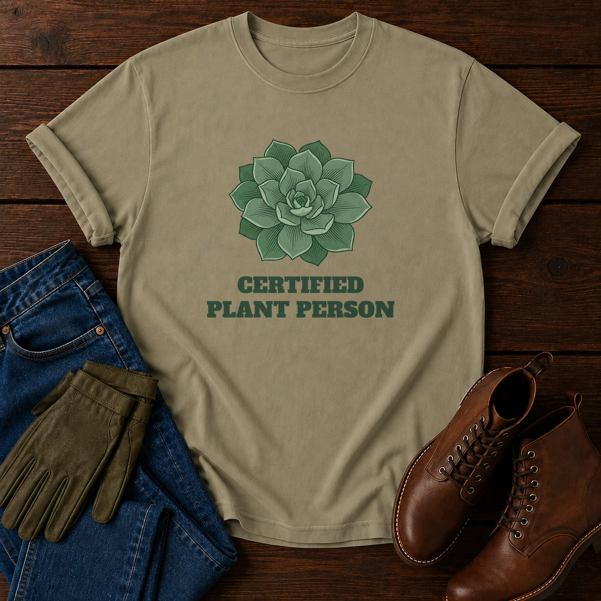 Certified Plant Person T-Shirt — Khaki