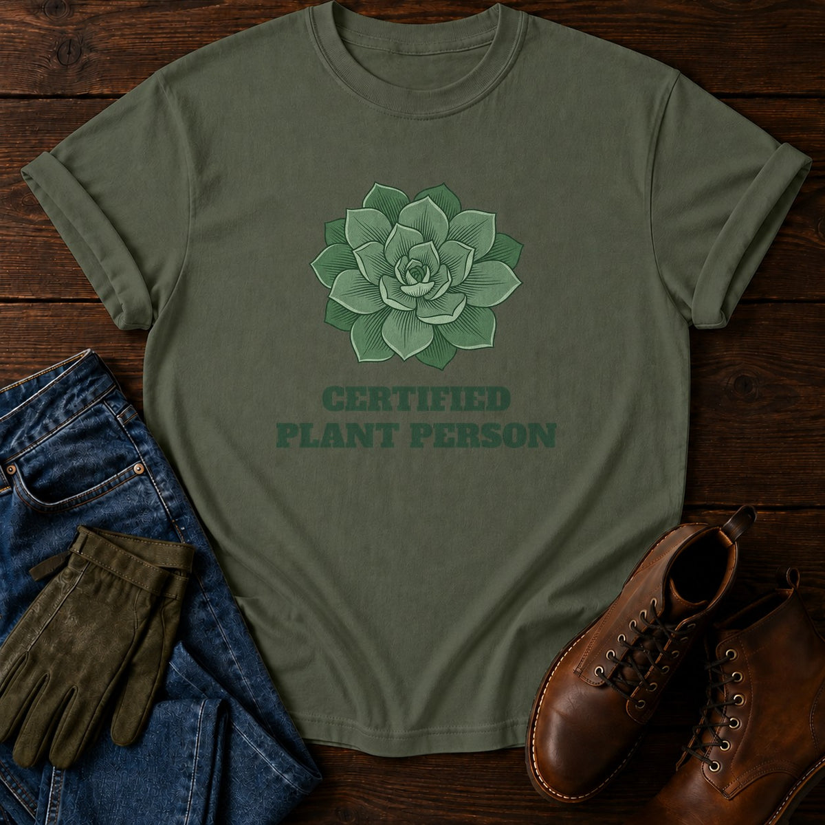 Certified Plant Person T-Shirt — Moss